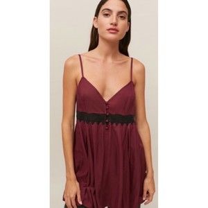 URBAN OUTFITTERS Burgundy Black Lace Mini Dress